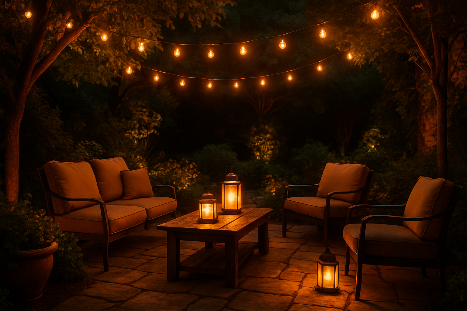 outdoor warm lighting